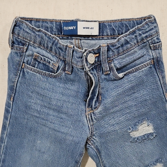 Wide leg Blue Distressed Denim Jeans - Picture 2 of 6